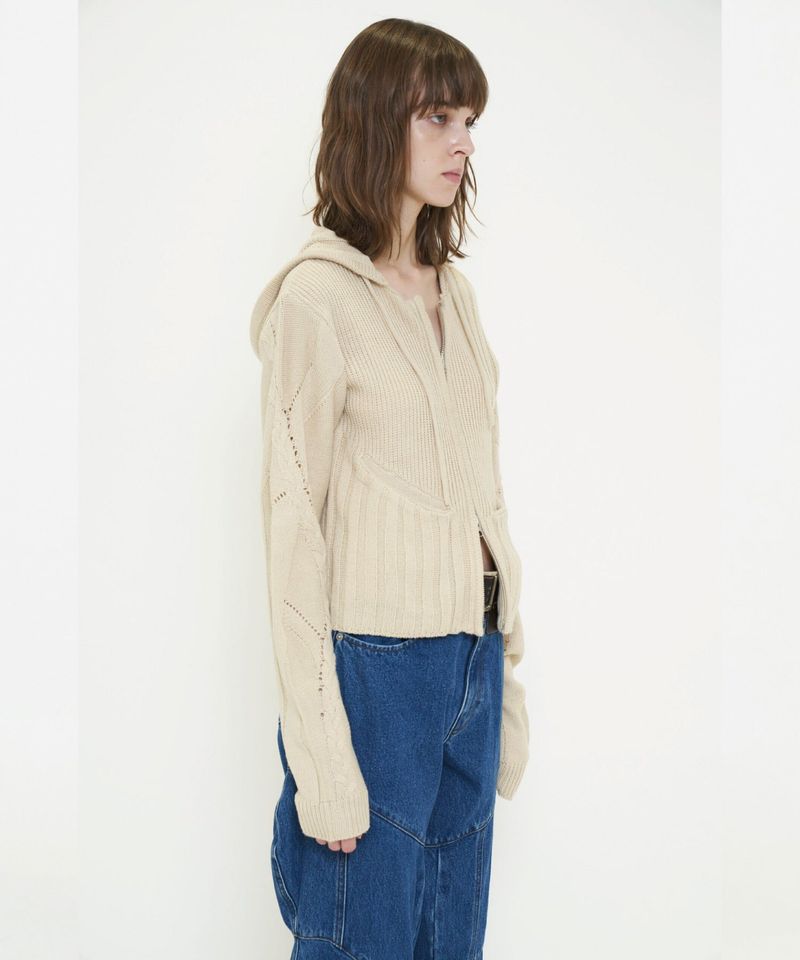 DOUBLE ZIP KNIT HOODIE