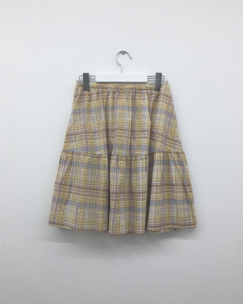 Kindergarten check skirt (2color)