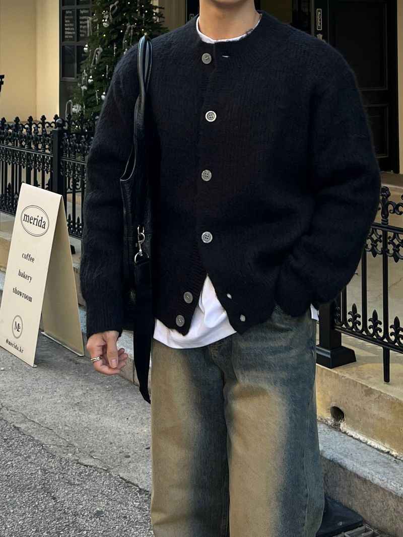 Brush wool cardigan