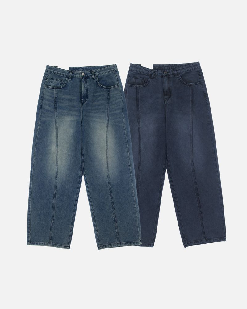 Sleek Curved Denim Pants (2 Colors)