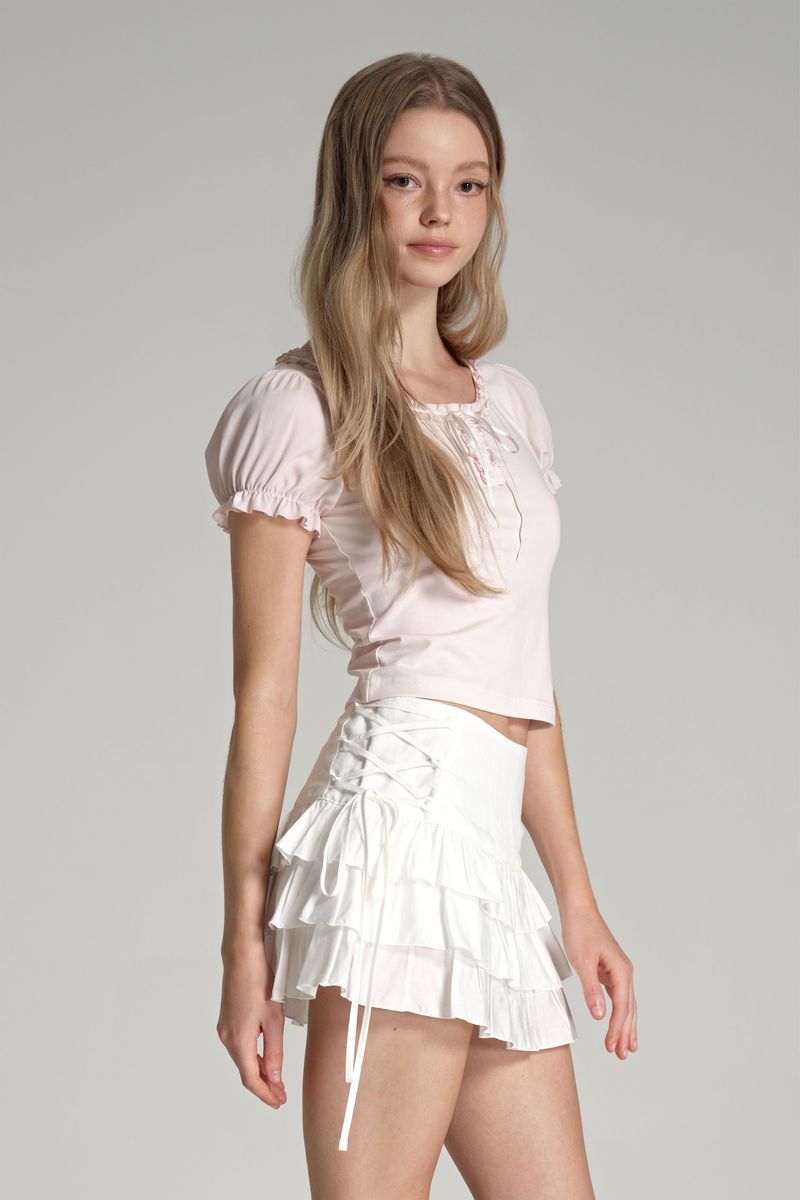 Sheer flow frill skirt