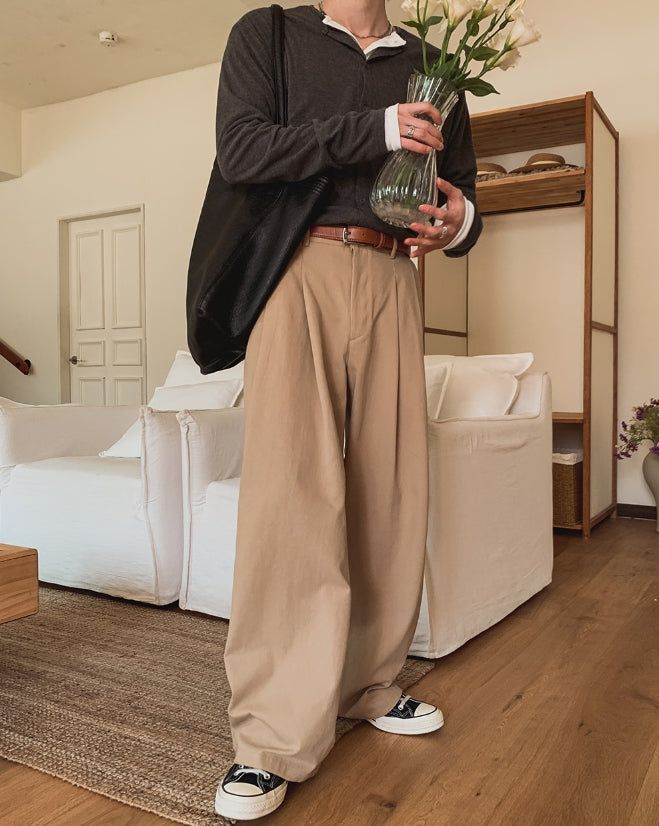 Merries Pintuck Banding Wide Pants