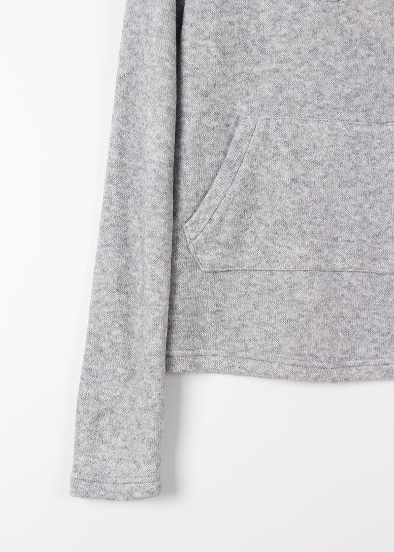 WOOL BUTTON HOOD TEE