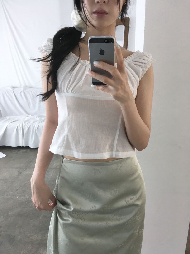 Flower Satin Midi skirt