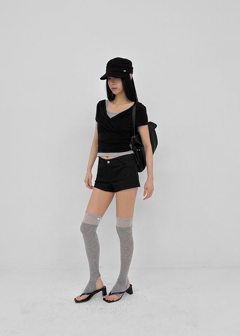 [MADE] Cujes Wrap Cap Sleeve Short Sleeve Top (Set Available)