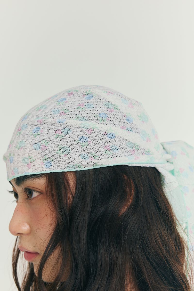 MINJIENA（ミンジエナ）の「フラワーレースバンダナ ミント（ヘアアクセサリー）」