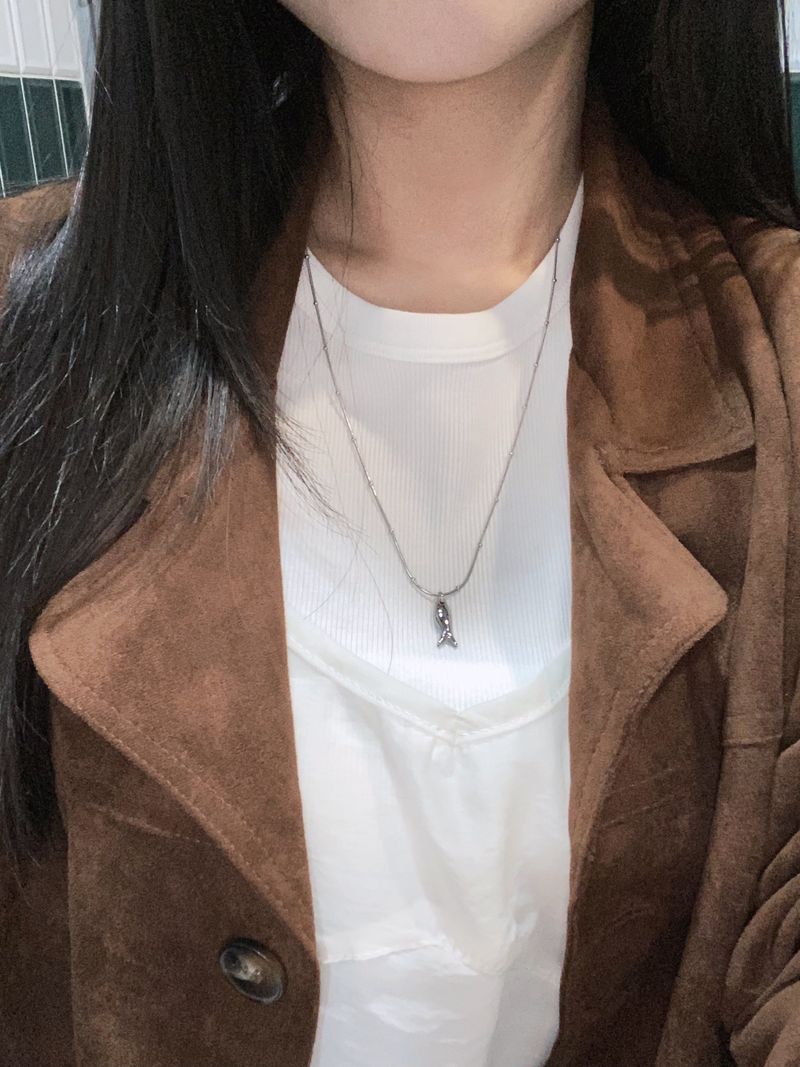 Surgical steel fish necklace