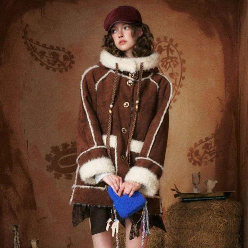 La mode MAQI（ラ モード マキ）の「Flower Button Duffle Shearling Coat（Jackets/Outerwear）」