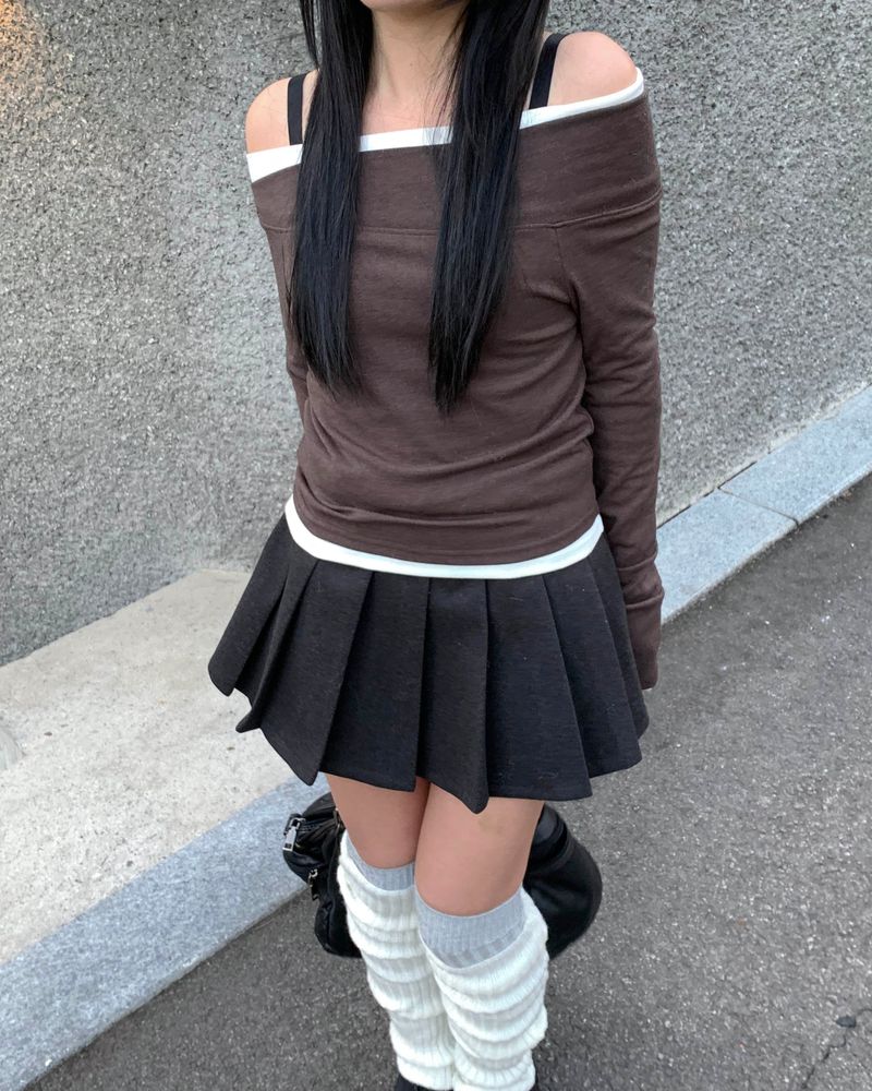 Wool pleated pants skirt