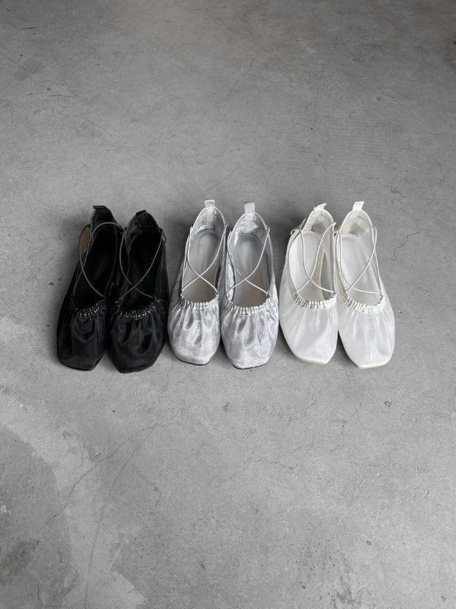 1204 Mesh See-through Summer Flat Shoes (1cm)