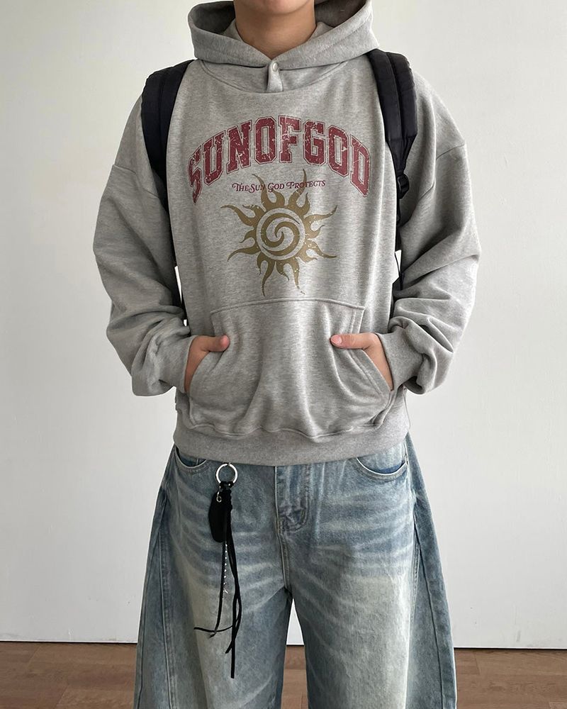Heli Printed Crop Hoodie