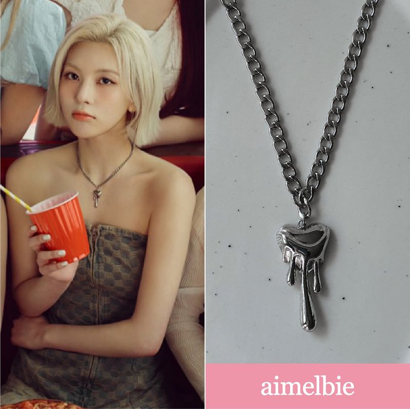 [NMIXX Bae Necklace] メルティングハートサージカルチェーンネックレス