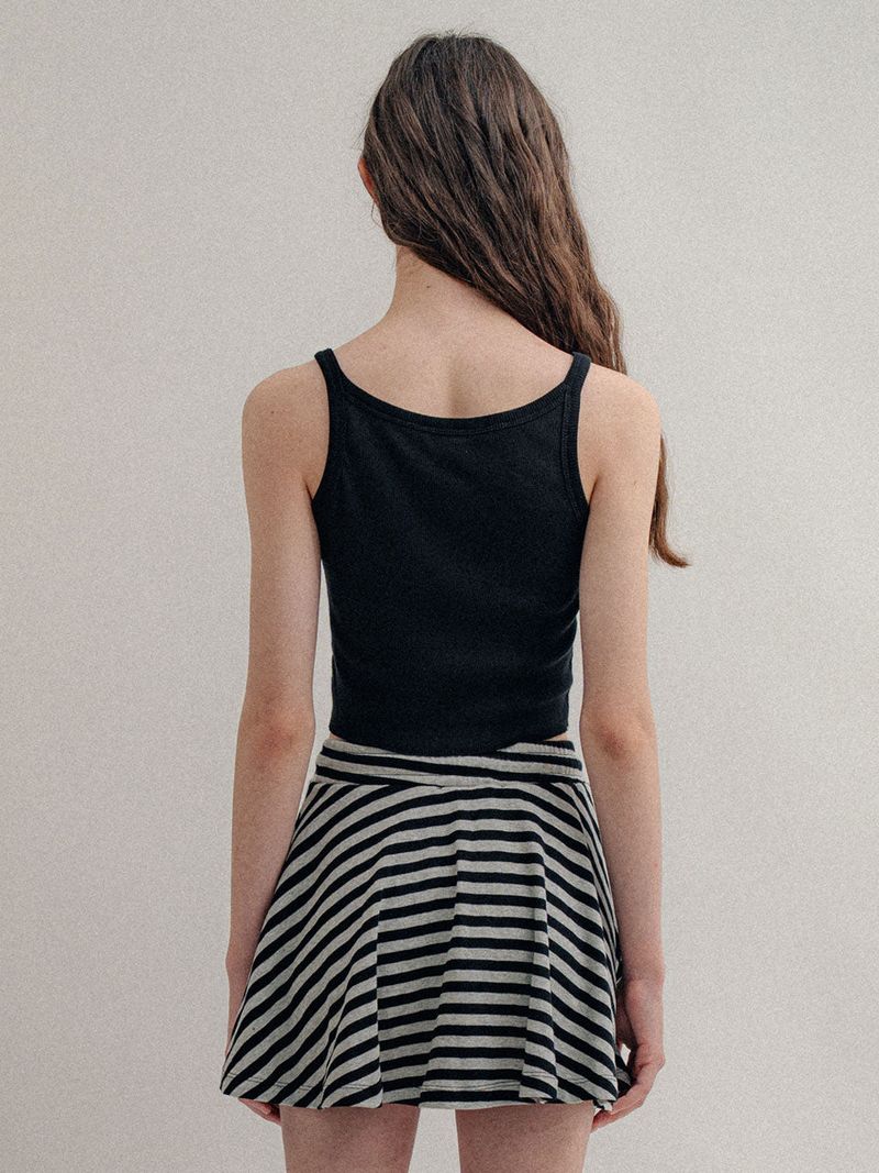 Striped Mini Skirt_Charcoal