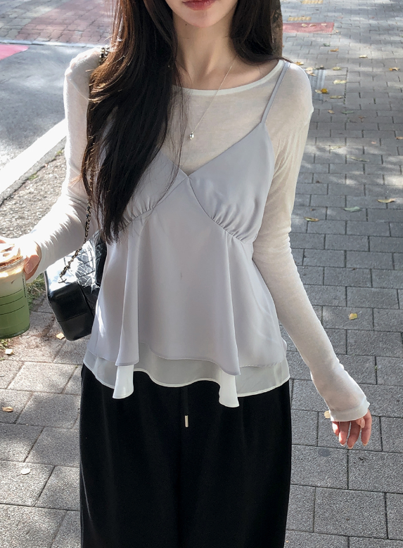 [SHOPPERMADE] Satin Silky Chiffon Sleeveless Blouse