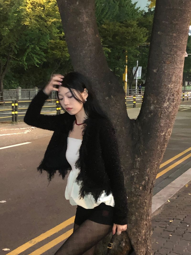 Tweed Fringe Cardigan Jacket