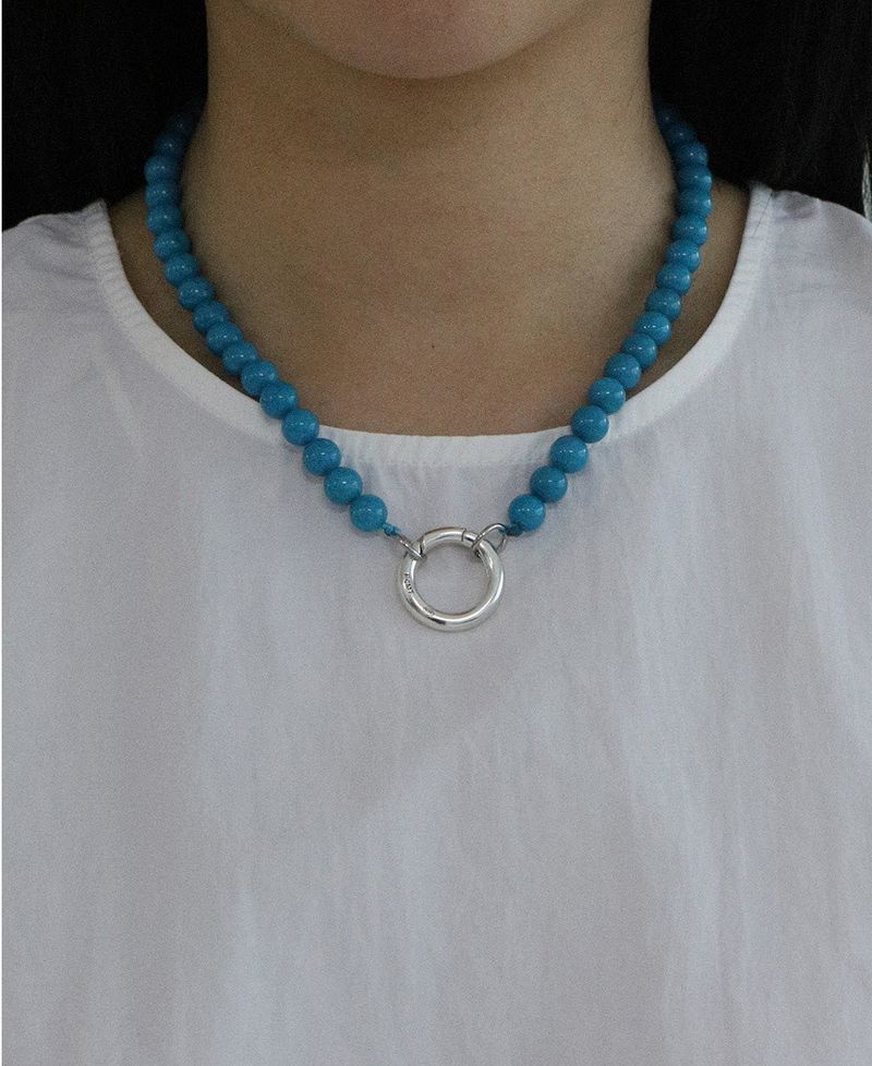[MADE] Capsule02 Silver Open Pendant Gemstone Necklace _Blue