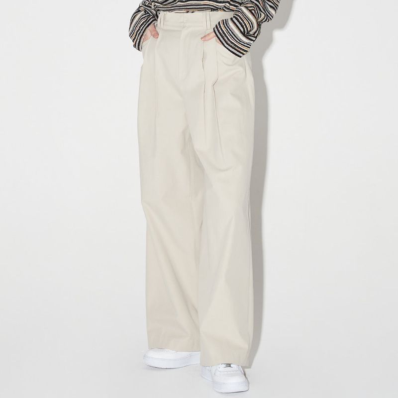 クラシックピンタックワイドパンツ / Classic Pintuck Wide Pants [ECRU]
