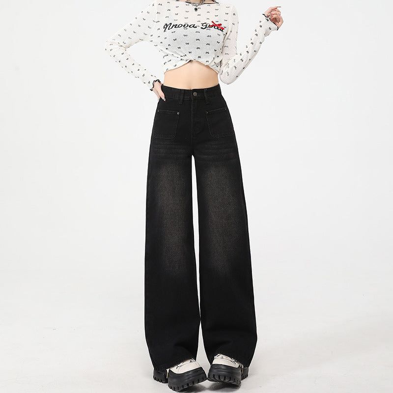 La mode MAQI（ラ モード マキ）の「チャコールグレーハイライズスカルペインティングカーゴジーンズ（パンツ）」