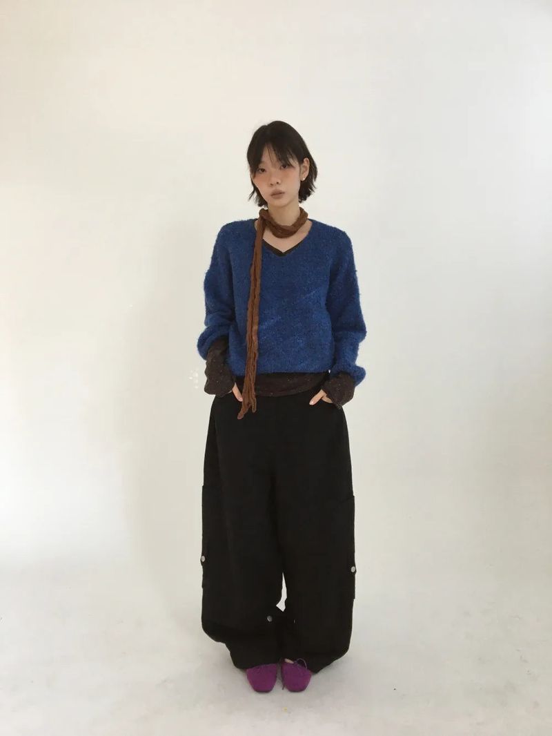 Bonbon Boucle V-neck Knit (5color)