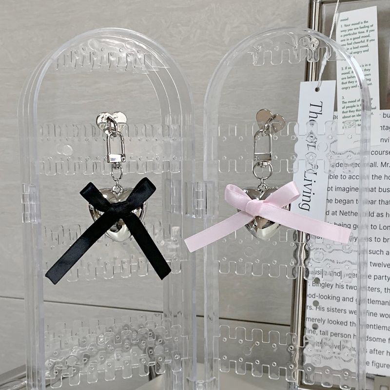 silver heart ribbon key ring