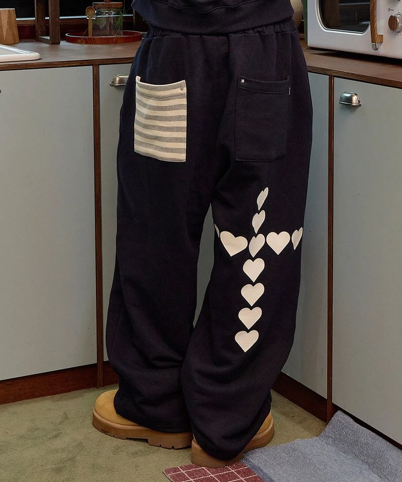 Heart Cross String Sweat Pants