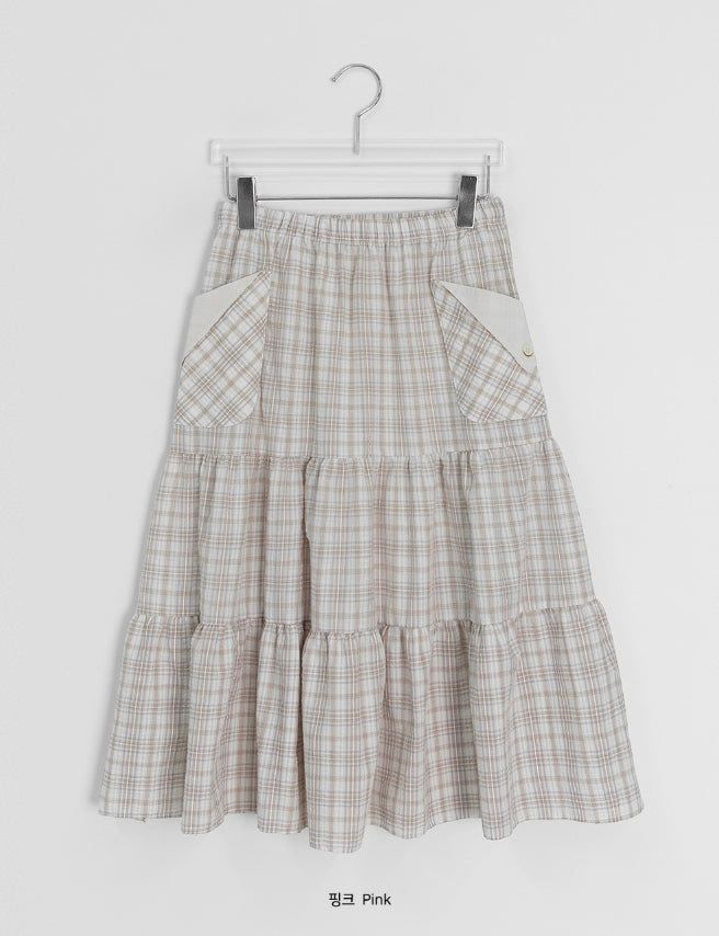 Shuning Check Pocket Midi Skirt
