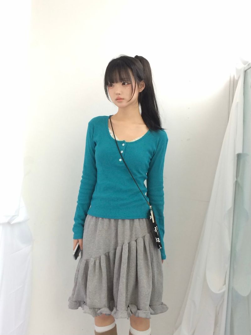Flare cotton incision skirt