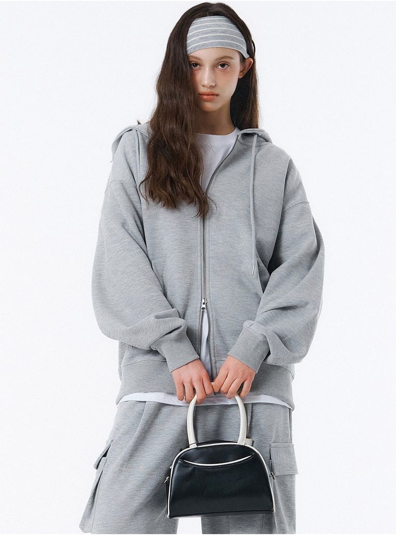[Unisex] BASIC LINE OVER FIT 2-WAY ZIP-UP (4color)