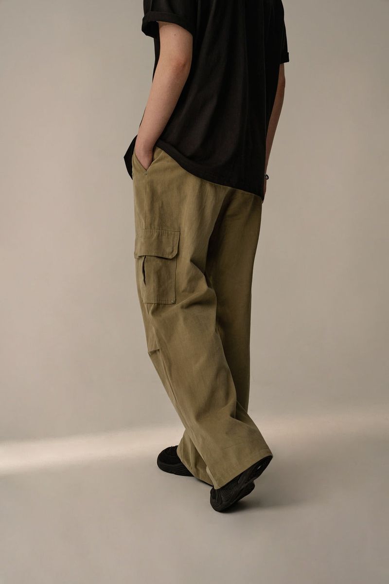 SUEDE COTTON CARGO PHANTS (KHAKI)
