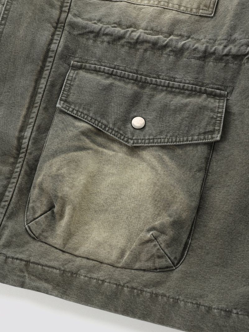 Washed High-Neck Field Jacket_Khaki