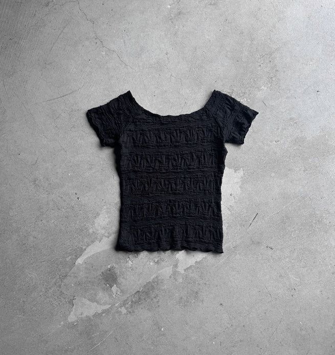 Ripple Wrinkle Boat Neck Tee