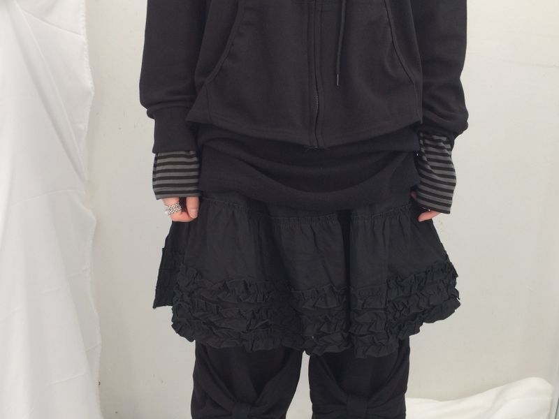 Flower Lace Half-Shirring Hooded Zip-Up