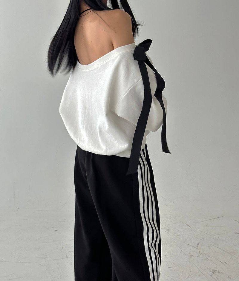 Ribbon Track Wide Pants
