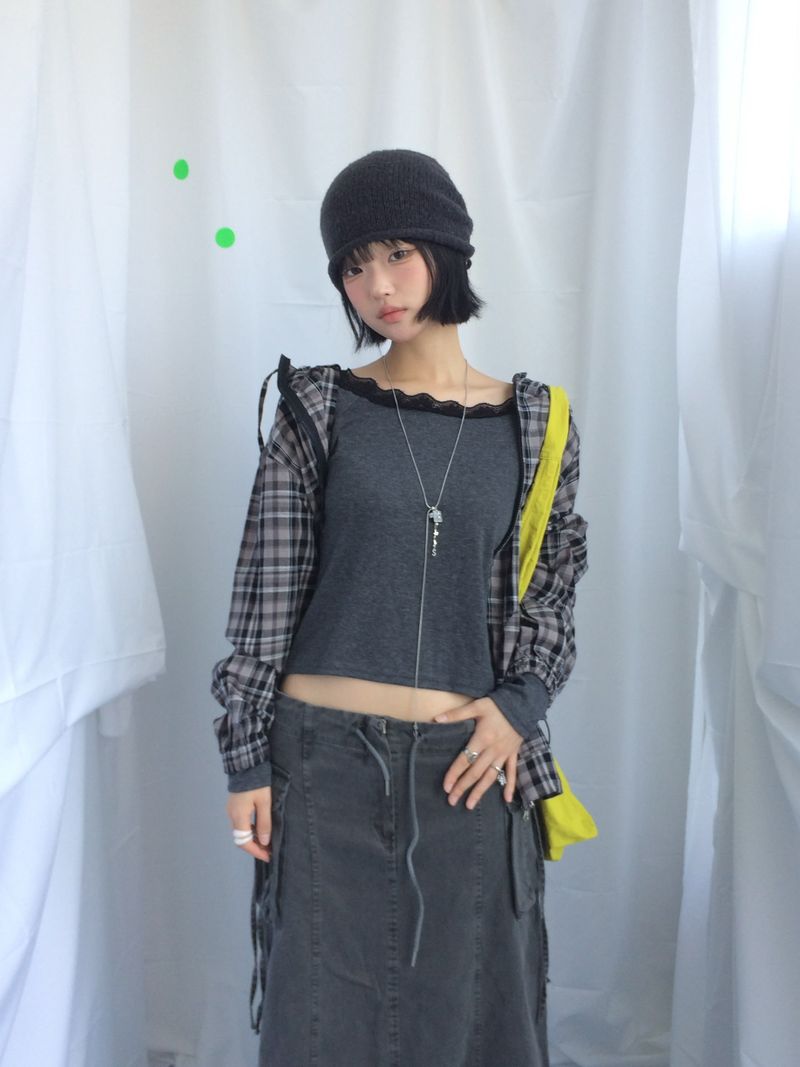 ner.ui.bin(ノエビン)の「Feminine Flat Neck Long T-Shirt(Tops)」