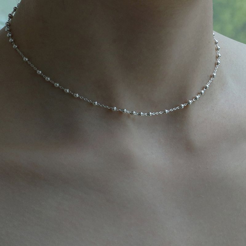 SILVER BALL CHAIN NECKLACE(CHOKER) (925 silver