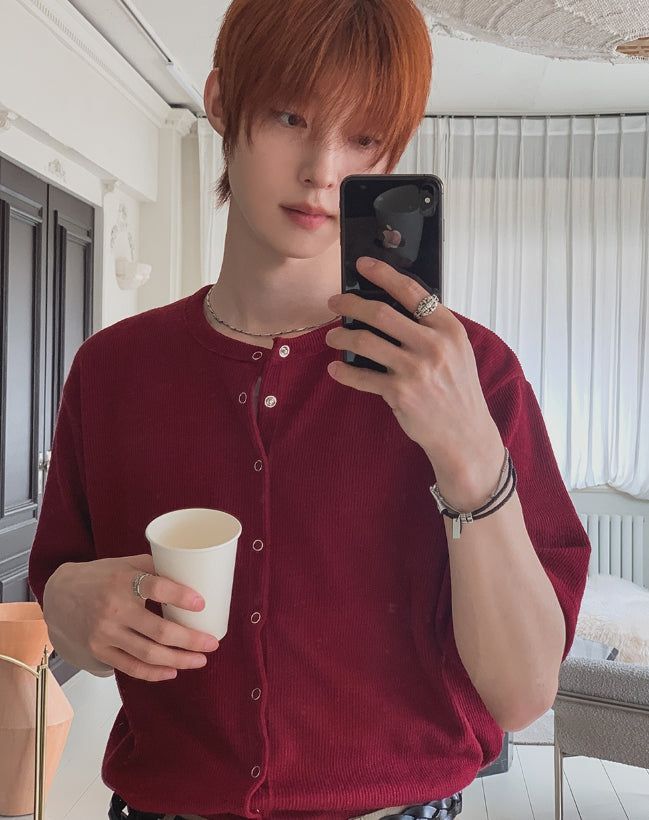 [1+1] Snapd Round Short Sleeve Cardigan