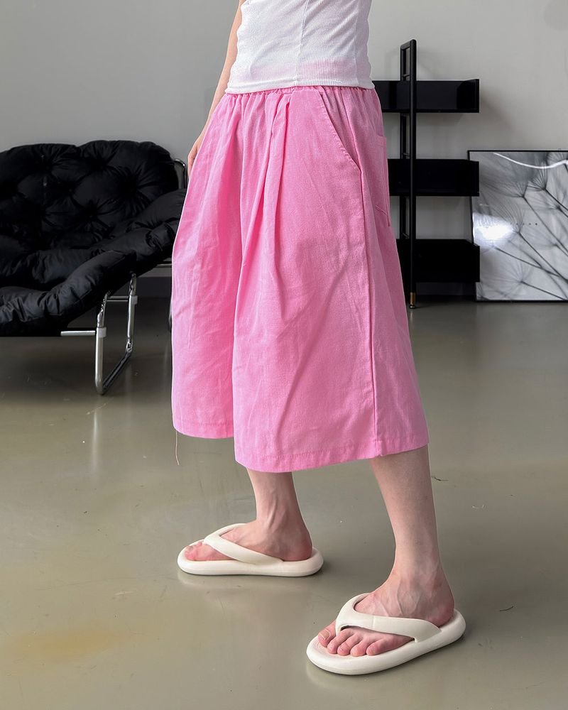 Rok Linen Pintuck Bermuda Pants