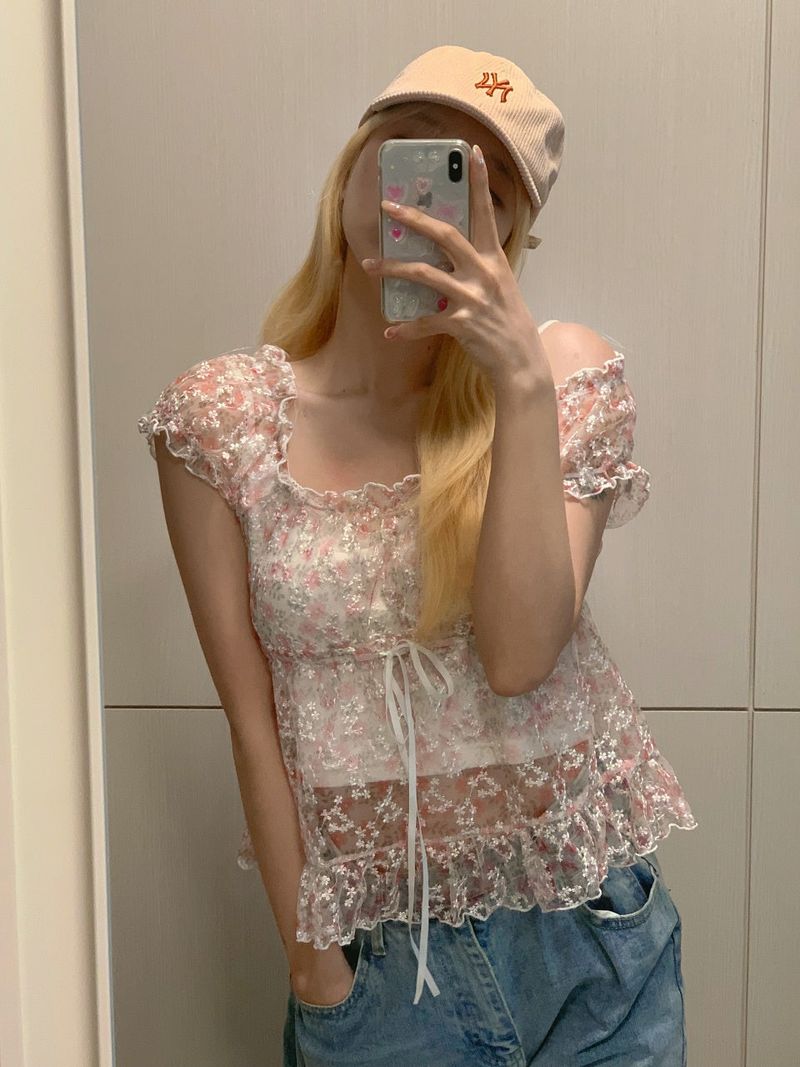 sweatsweet(スウェットスイート)の「Flower Shower Blouse_pink(Tops)」