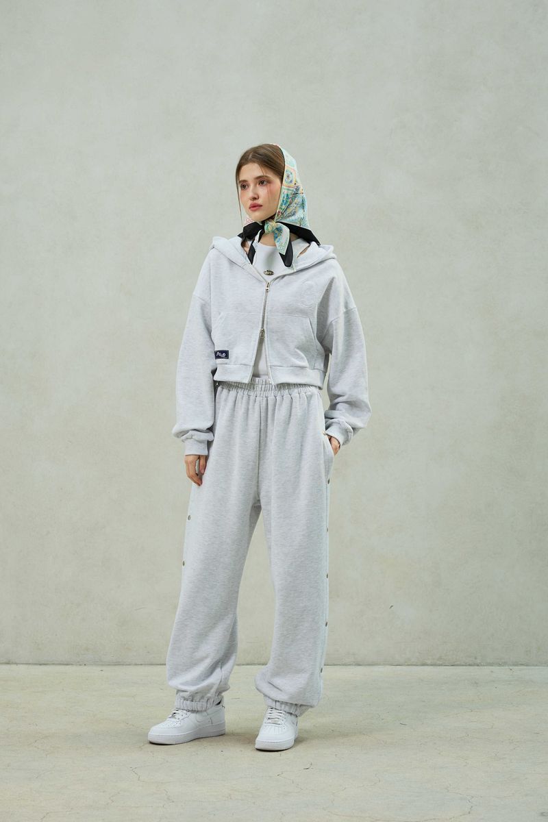 PITA SNAP OFF SWEAT PANTS / WHITE-MELANGE