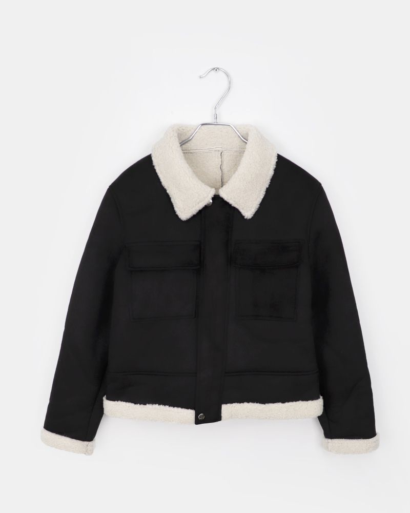 Reni Cropped Shearling Big Pocket Mustang Jacket