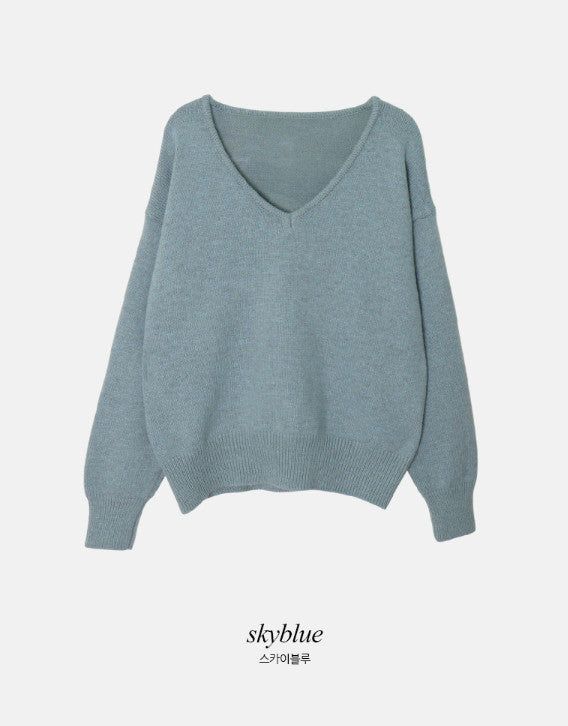 #Soft Wool V-neck Loose Fit Knit (6color)