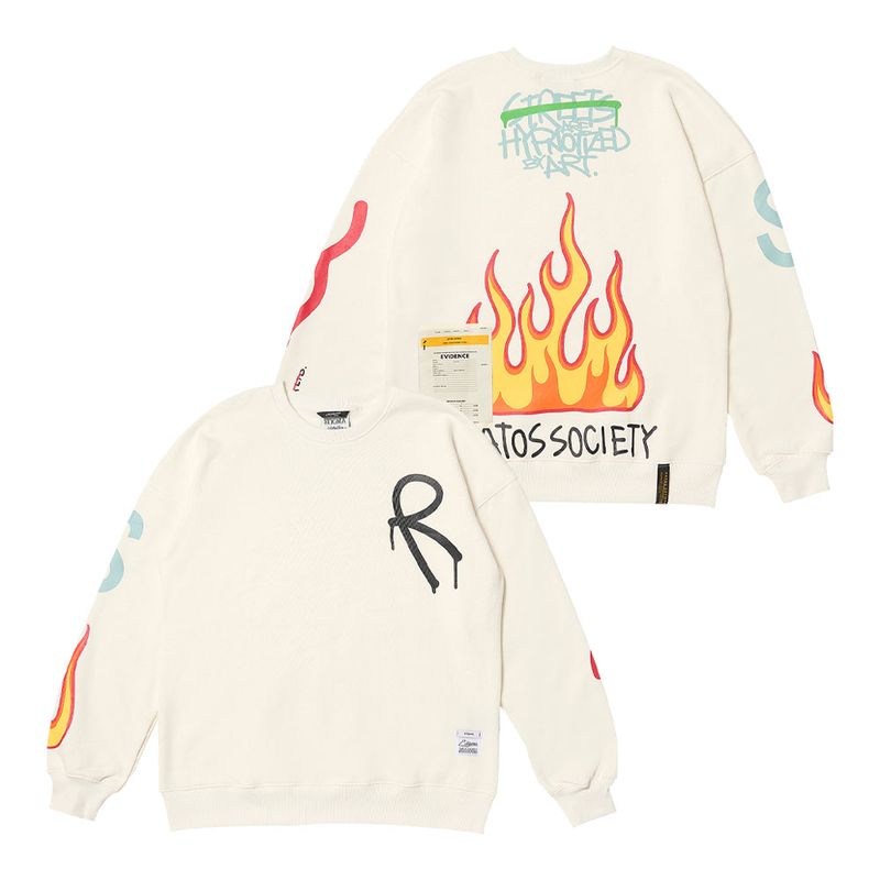 FIRE OVERSIZED CREWNECK BLACK / IVORY