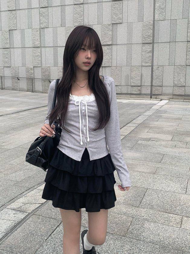 anyonemore（エニーワンモアー）の「Latte スエードティアードミニスカート（スカート）」