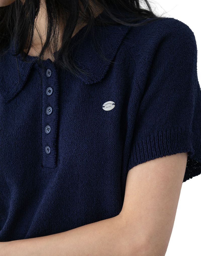 Monal Collar Short Sleeve Knit Tee