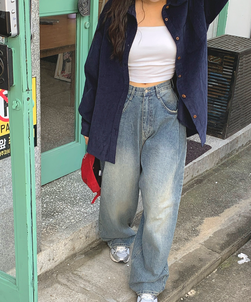 Corduroy Collar Shirt Shirt Blouse Basic Item Cotton