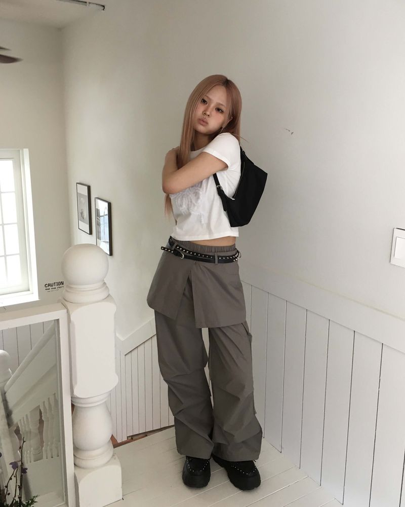 Pintuck skirt pants