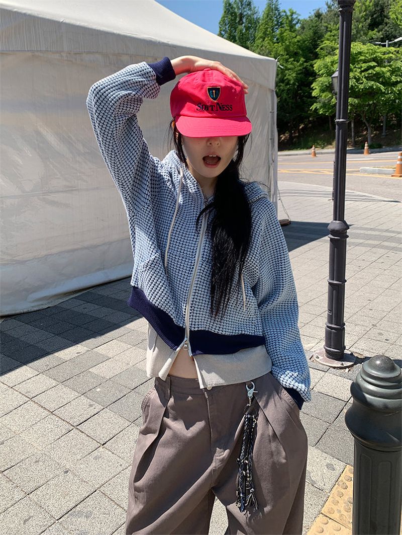 WAFFLE HOOD ZIP-UP (2C)