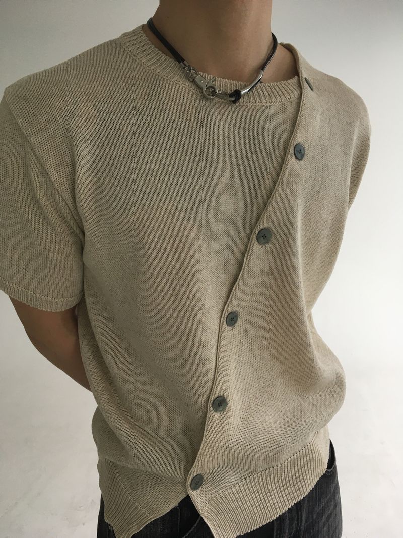 diagonal slick cardigan(4colors)