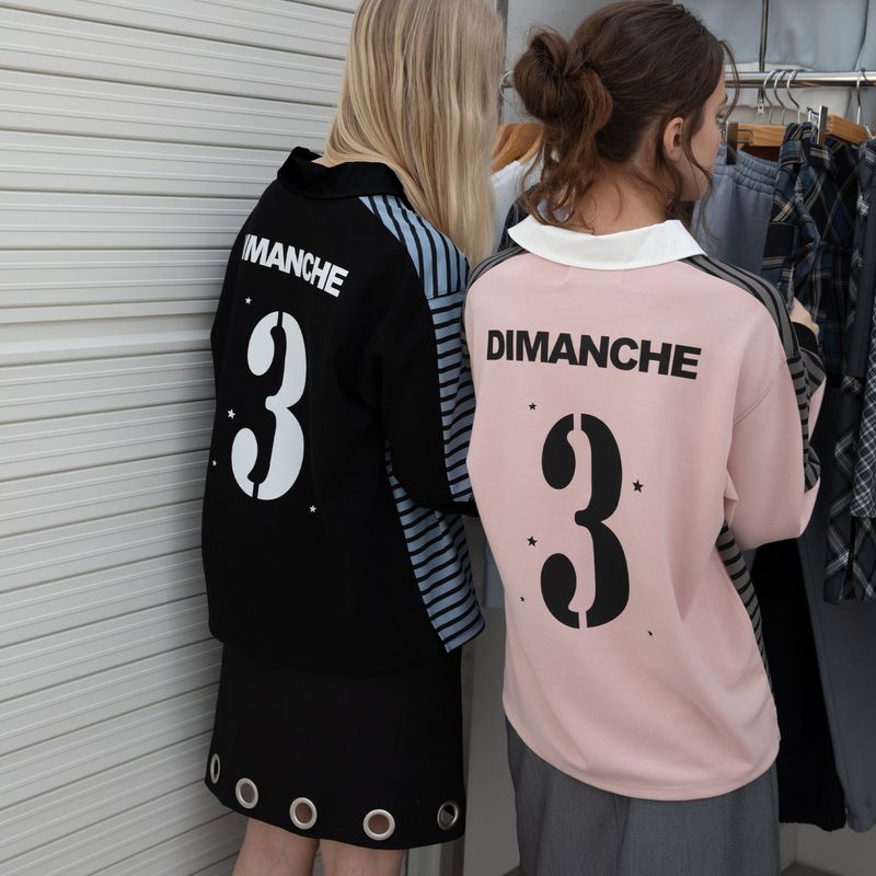 DIMANCHE（ディマンシュ）の「SPORTY PIQUE SHIRTS (BLUE/BLACK)（Tops）」