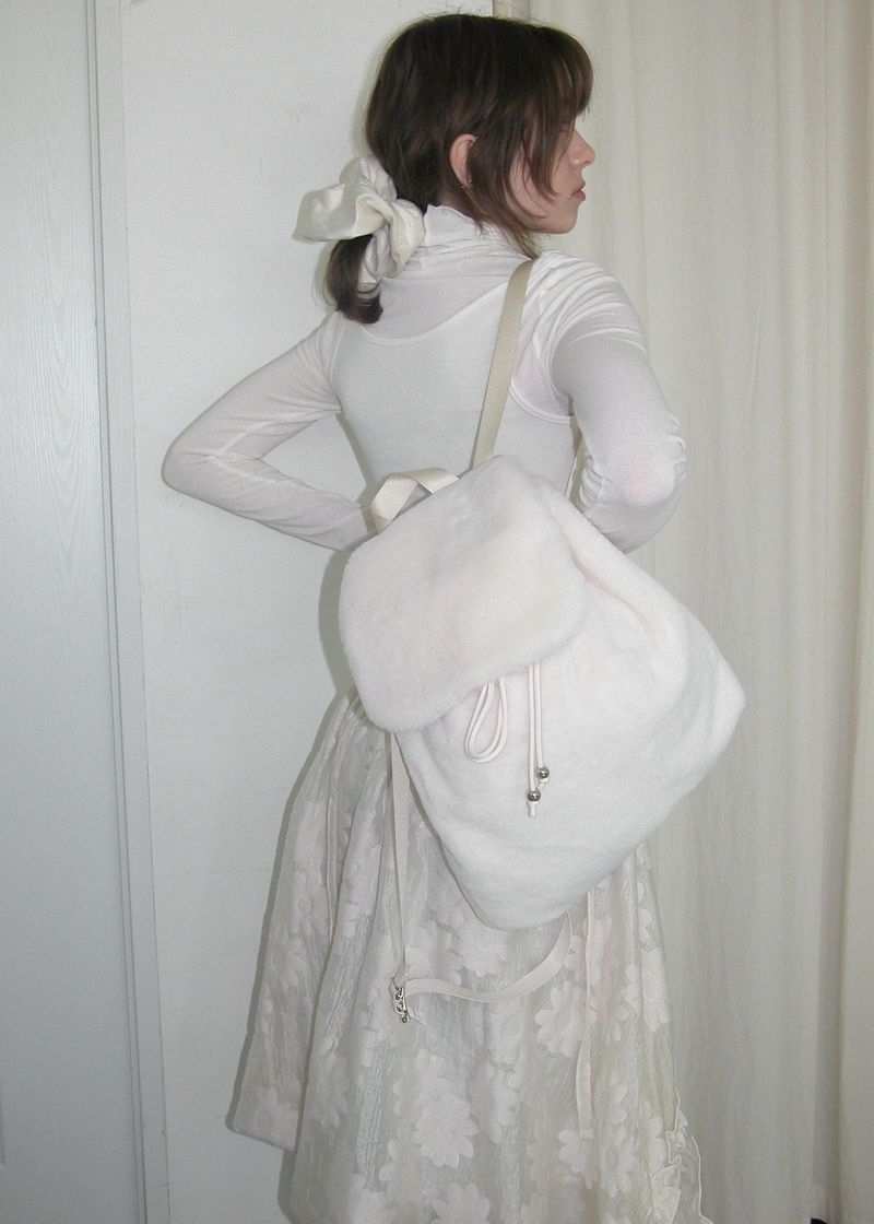 Matt Velvet Scrunchie_One Point_Large_Cream
